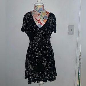 Floral black mini dress